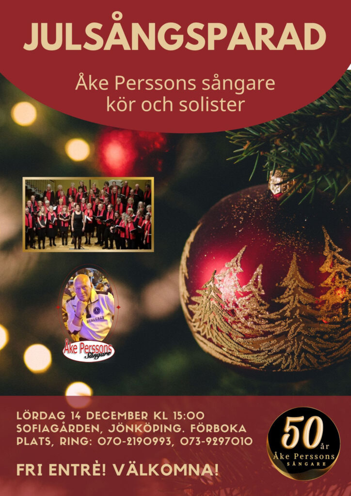 Julkonsert i Sofiagården, Jönköping lördag 14 december kl 15.00